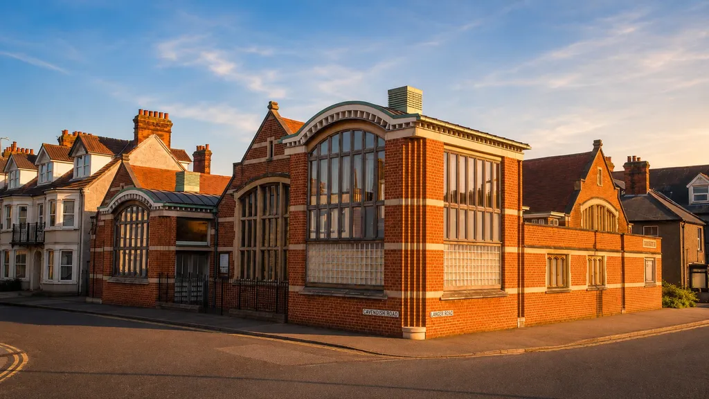 Bethesda Baptist Church on Cavendish Road, Felixstowe, in evening sunlight