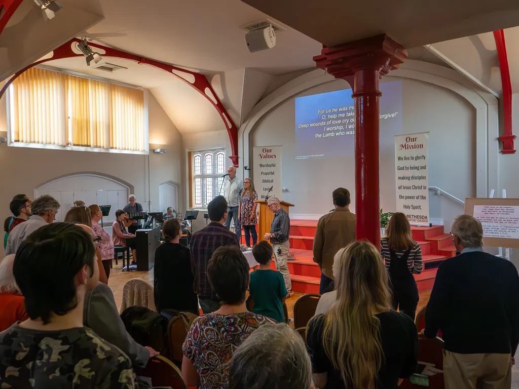 Bethesda Baptist Church congregation gathered for a Sunday morning service